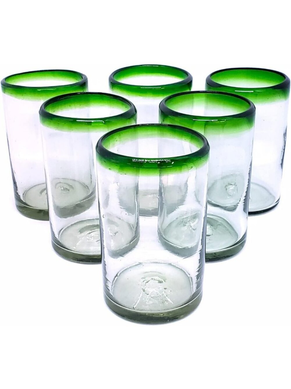 Emerald Green 14 oz Recycled Drinking Glasses Set of 6 - Lead-Free, Toxin-Free
